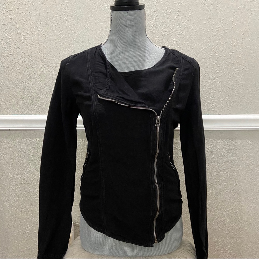 Lucky Brand linen jacket blazer black size XS